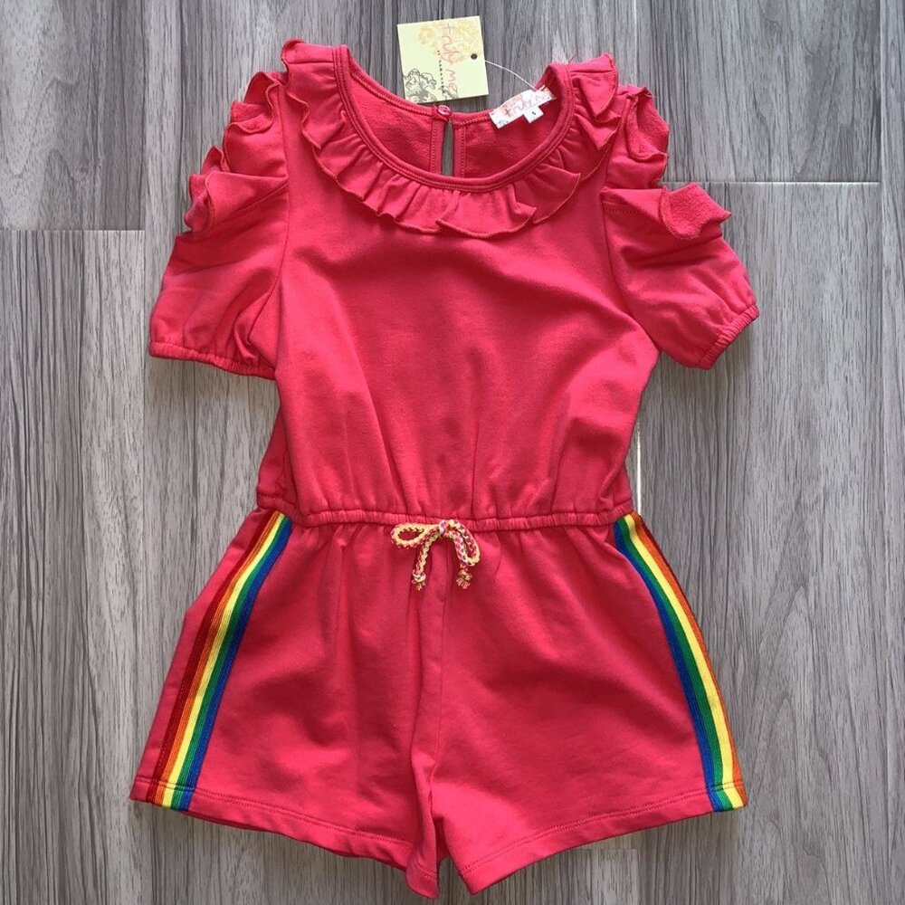 NWT Truly Me Cold Shoulder Rainbow Romper